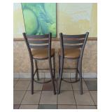 COMMERCIAL RESTAURANT DINING TABLE & BAR STOOLS (2) TAN