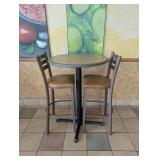 COMMERCIAL RESTAURANT DINING TABLE & BAR STOOLS (2) TAN