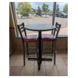 COMMERCIAL RESTAURANT DINING TABLE & BAR STOOLS (2) RED