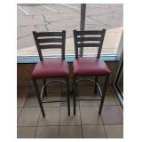 COMMERCIAL RESTAURANT DINING TABLE & BAR STOOLS (2) RED