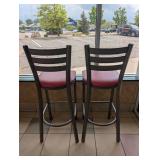 COMMERCIAL RESTAURANT DINING TABLE & BAR STOOLS (2) RED