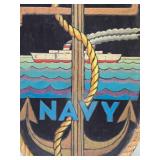 Great Looking Vintage Carved Wood US NAVY Rope-Lined Wall Plaque