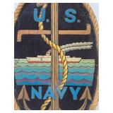 Great Looking Vintage Carved Wood US NAVY Rope-Lined Wall Plaque