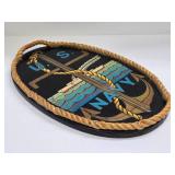 Great Looking Vintage Carved Wood US NAVY Rope-Lined Wall Plaque