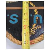 Great Looking Vintage Carved Wood US NAVY Rope-Lined Wall Plaque