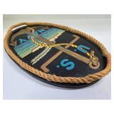 Great Looking Vintage Carved Wood US NAVY Rope-Lined Wall Plaque
