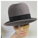 Excellent Vintage BORSALINO Italian Fur Diamonte Fedora Hat w/Box