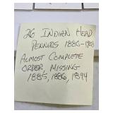 Lot of 26 US Indian Heads Pennies 1880-1908