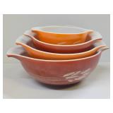 Set of 4 Vintage PYREX Glass Nesting Bowls - Autumn Harvest