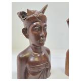 Very Nicely Carved Wood Pair of Vintage Bust Sculptures - Bali