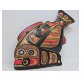 Great Looking Northwest Coast Style Wood Carving - Fish w/Birds