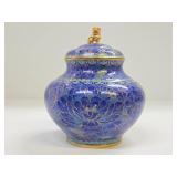 Very nice Looking Vintage Oriental Cloisonné Brass Urn w/Lid & Foo Dog Finial