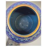 Very nice Looking Vintage Oriental Cloisonné Brass Urn w/Lid & Foo Dog Finial