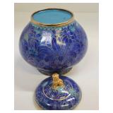 Very nice Looking Vintage Oriental Cloisonné Brass Urn w/Lid & Foo Dog Finial