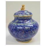 Very nice Looking Vintage Oriental Cloisonné Brass Urn w/Lid & Foo Dog Finial