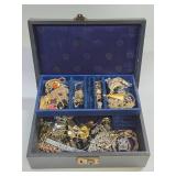 Vintage Jewelry Box Full of SIGNED Vintage Costume etc Jewelry