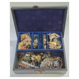 Vintage Jewelry Box Full of SIGNED Vintage Costume etc Jewelry