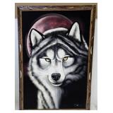 Very Nice LARGE Vintage Framed Signed Original Painting on Velvet - Signed Ortiz