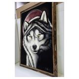 Very Nice LARGE Vintage Framed Signed Original Painting on Velvet - Signed Ortiz