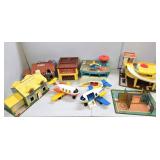 Large Group of Vintage Fisher Prices Little People Playsets