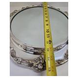 Ornate Vintage Signed REED & BARTON "King Francis" Round Silver Plated Wall Mirror