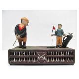 Working Antique Style Cast Iron Mechanical Coin Bank - Golf