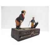 Working Antique Style Cast Iron Mechanical Coin Bank - Golf