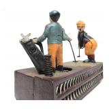 Working Antique Style Cast Iron Mechanical Coin Bank - Golf