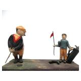 Working Antique Style Cast Iron Mechanical Coin Bank - Golf