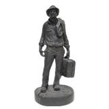 Signed Vintage Figural Sculpture by Michael Garman - Man w/Suitcase