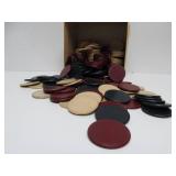 Set of Antique Clay or Catalin Poker chips & Swirled Bakelite or Plastic Tray