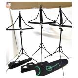 Lot of 3 KHM Portable Folding Music Stands w/Cases