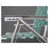 Nice Condition Vintage Mid Century Aluminum Folding Lawn Lounge Chair - Green Webbing