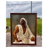 Excellent Large Framed Original Oil on Canvas Portrait Painting - "Portrait of an Arab" - after Alexandre Cabanel