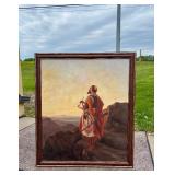 Excellent Large Framed Original Oil on Canvas - "Bedouin at Dawn" after Niels Simonsen