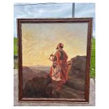 Excellent Large Framed Original Oil on Canvas - "Bedouin at Dawn" after Niels Simonsen