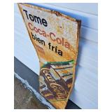 Very cool Large Vintage COCA COLA Spanish Language Tin Advertising Sign