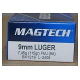 50 Magtech 9mm Luger 115 Gr FMJ Ammo