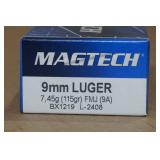 50 Magtech 9mm Luger 115 Gr FMJ Ammo
