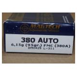 50 Magtech .380 Auto 95 Gr FMC Ammo