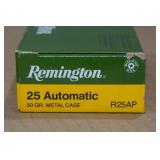 50 Remington .25 Auto 50 Gr MC Ammo