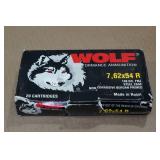 20 Wolf 7.62 x 54R 148 Gr FMJ Steel Case Ammo