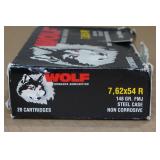 20 Wolf 7.62 x 54R 148 Gr FMJ Steel Case Ammo