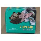20 Brown Bear 7.62 x 54R 203 Gr SP BT Steel Case Ammo