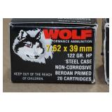 40 Wolf 7.62 x 39mm 122 Gr HP Steel Case Ammo