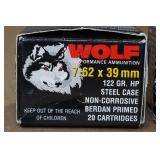 40 Wolf 7.62 x 39mm 122 Gr HP Steel Case Ammo
