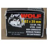 40 Wolf 7.62 x 39mm 122 Gr FMJ Steel Case Ammo