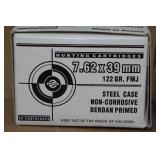 40 7.62 x 39mm 122 Gr FMJ Steel Case Ammo