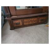Antique Wooden Armoire with Intricate Carvings and Mirror