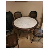 Set of 4 Metal Dining Chairs with Marble Top Table